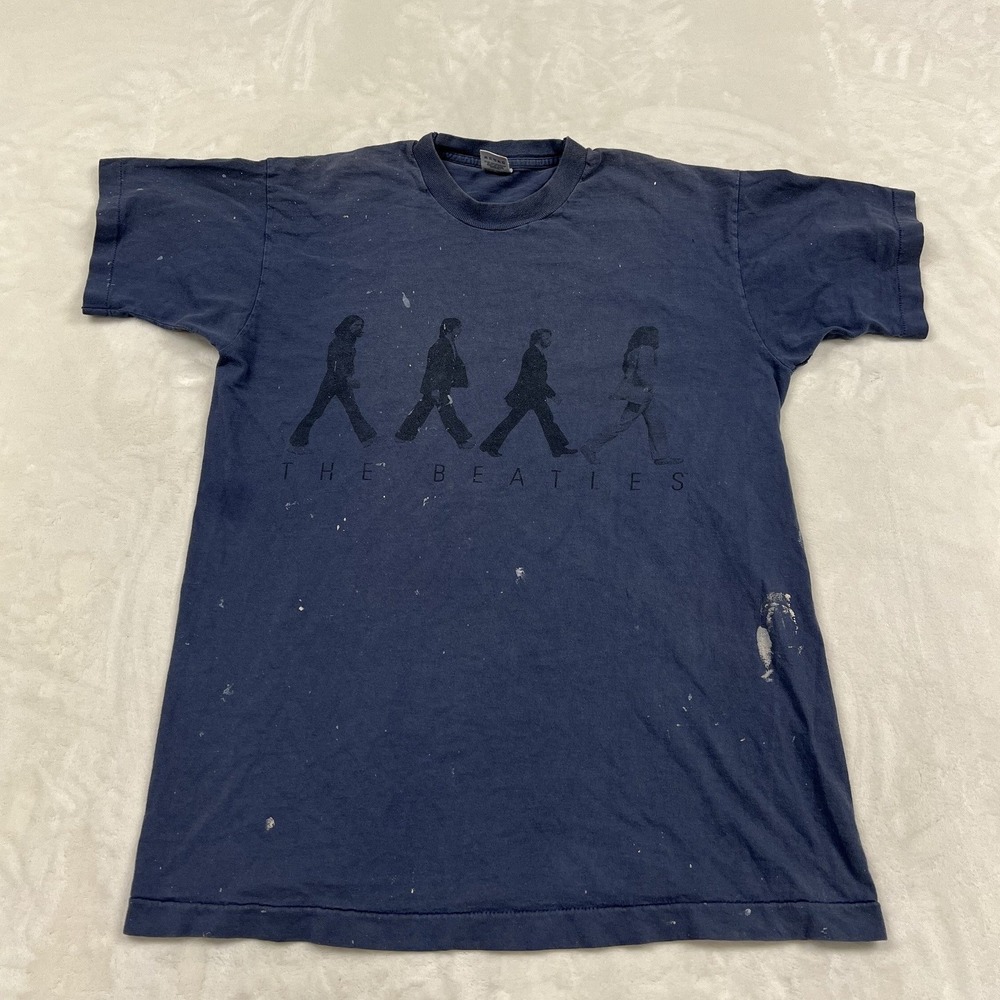 Fruit of the Loom The Beatles T-Shirt Adult L Blue Abbey Road Vintage 90s USA
